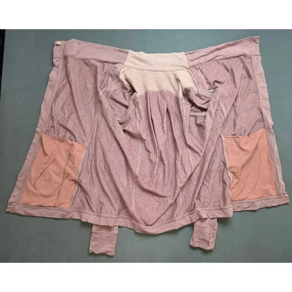 Lululemon Coast Wrap‎ Jacket Size 8 Chalky Rose Funnel Neck Cacoon Wrap Casual